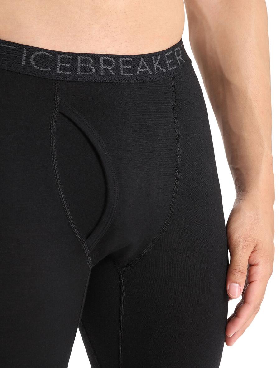 Legginsy Icebreaker Merino 200 Oasis with Fly Męskie Czarne | PL 1813HAPK